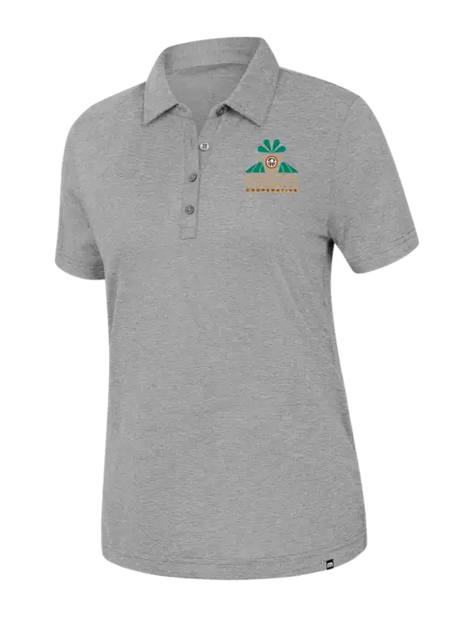 TravisMathew Womens Light Grey Heather Sunnyvale Polo w/Minn-Dak Farmers Cooperative Logo