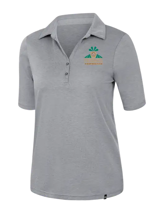 TravisMathew Womens Medium Grey Heather Sunsetters Polo w/Minn-Dak Farmers Cooperative Logo