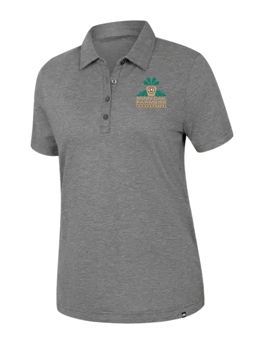 TravisMathew Womens Dark Grey Heather Sunnyvale Polo w/Minn-Dak Farmers Cooperative Logo