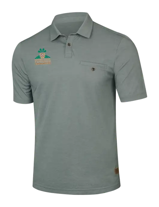 TravisMathew Dark Green Heather Sunsetters Pocket Polo w/Minn-Dak Farmers Cooperative Logo