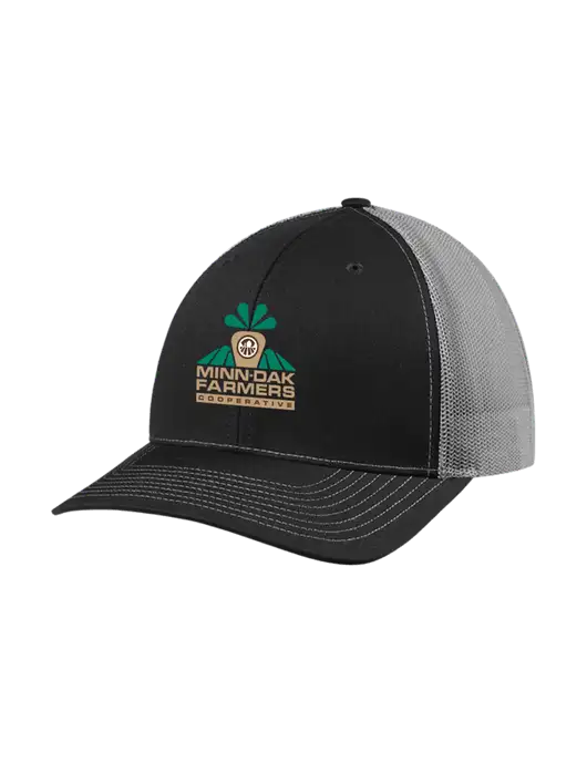 Richardson Adjustable Snapback Original 112 Trucker Cap Black w/Charcoal Mesh w/Minn-Dak Farmers Cooperative Logo
