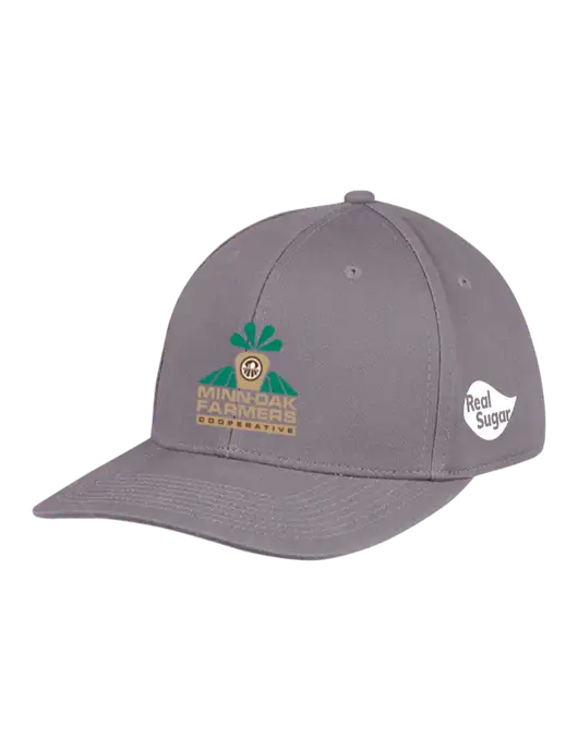 Premium Modern Structured Twill Charcoal Snapback Cap w/Minn-Dak Farmers Cooperative Logo, Real Sugar Logo