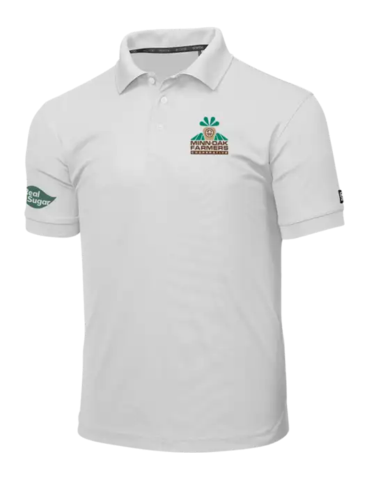OGIO Bright White Caliber 2.0 Polo w/Minn-Dak Farmers Cooperative Logo, Real Sugar Logo