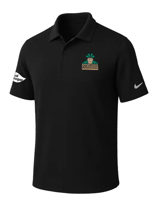 NIKE Black Dri-Fit Micro Pique Polo w/Minn-Dak Farmers Cooperative Logo, Real Sugar Logo