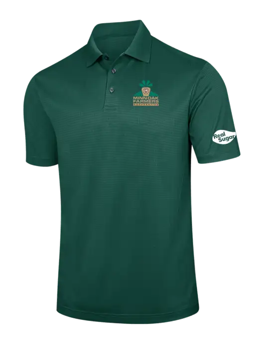 Dark Green Performance Fine Jacquard Polo w/Minn-Dak Farmers Cooperative Logo, Real Sugar Logo