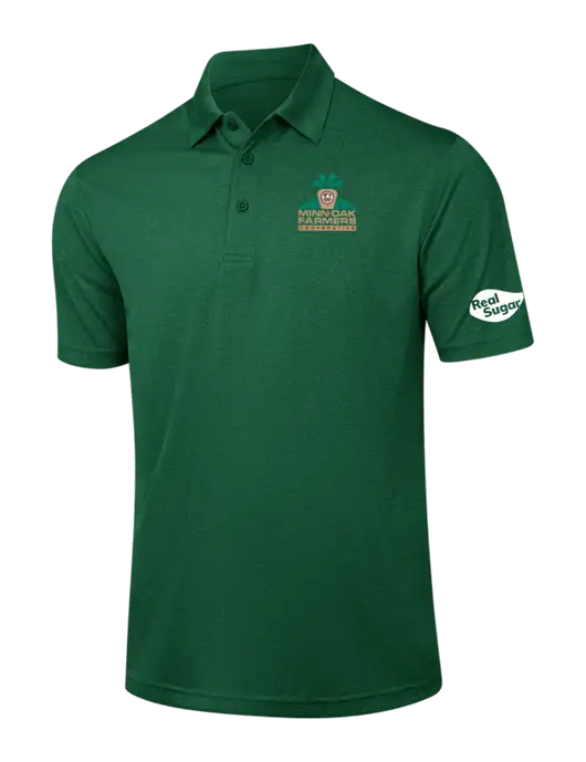 Dark Green Heather Contender Polo w/Minn-Dak Farmers Cooperative Logo, Real Sugar Logo