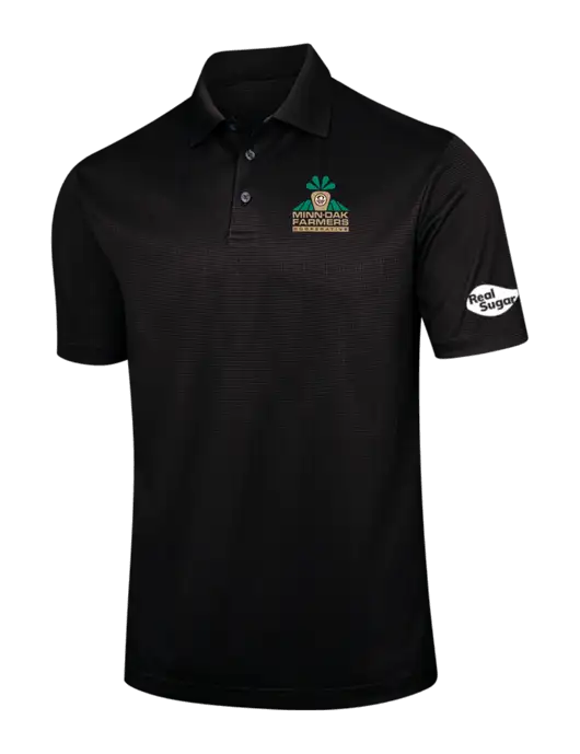 Black Performance Fine Jacquard Polo w/Minn-Dak Farmers Cooperative Logo, Real Sugar Logo