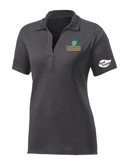 Womens Dark Grey Heather Contender Polo w/Minn-Dak Farmers Cooperative Logo, Real Sugar Logo