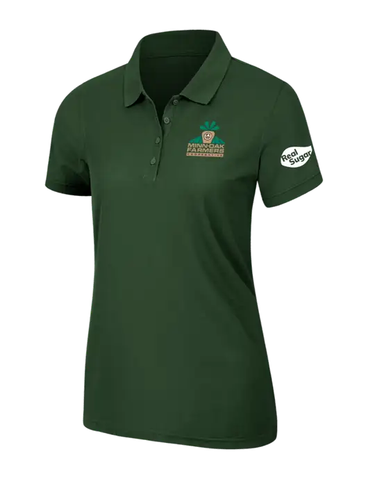 Dark Green Womens Core Classic Pique Polo w/Minn-Dak Farmers Cooperative Logo, Real Sugar Logo