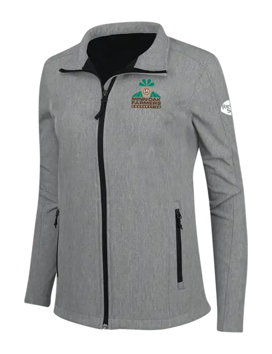 Medium Grey Heather Womens Core Soft Shell Jacket w/Minn-Dak Farmers Cooperative Logo, Real Sugar Logo