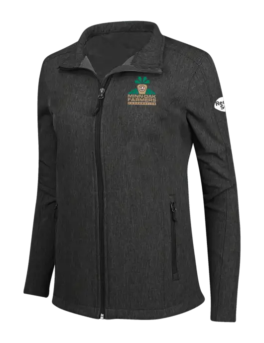 Black Charcoal Heather Womens Core Soft Shell Jacket w/Minn-Dak Farmers Cooperative Logo, Real Sugar Logo