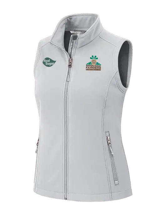 Marshmellow Womens Core Soft Shell Vest w/Minn-Dak Farmers Cooperative Logo, Real Sugar Logo
