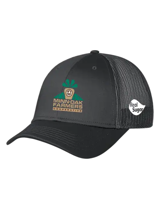 Charcoal Mesh Trucker Cap Snap Back w/Minn-Dak Farmers Cooperative Logo, Real Sugar Logo