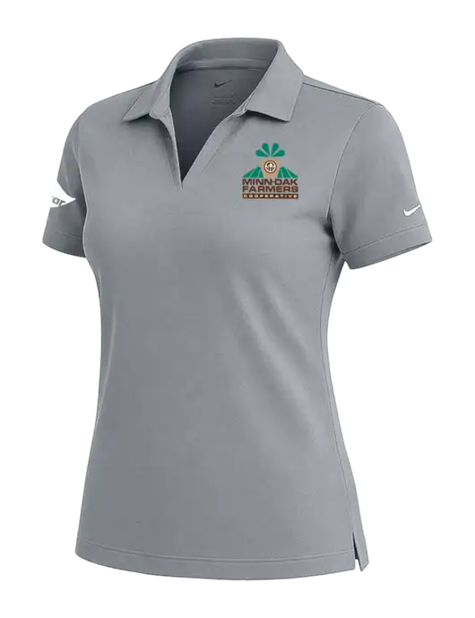 NIKE Medium Grey Womens Dri-Fit Micro Pique Polo w/Minn-Dak Farmers Cooperative Logo, Real Sugar Logo