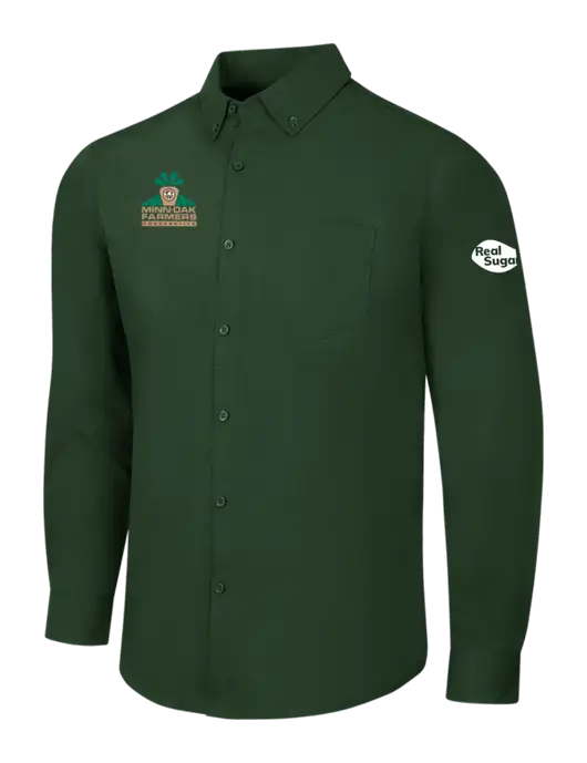 Forest Green Long Sleeve Carefree Poplin Shirt w/Minn-Dak Farmers Cooperative Logo, Real Sugar Logo