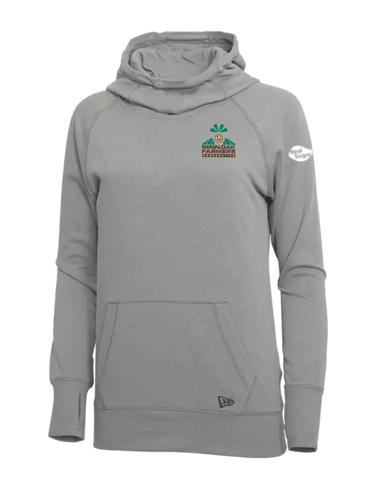 New Era Shadow Grey Heather Womens Tri-Blend Fleece Pullover Hoodie w/Minn-Dak Farmers Cooperative Logo, Real Sugar Logo