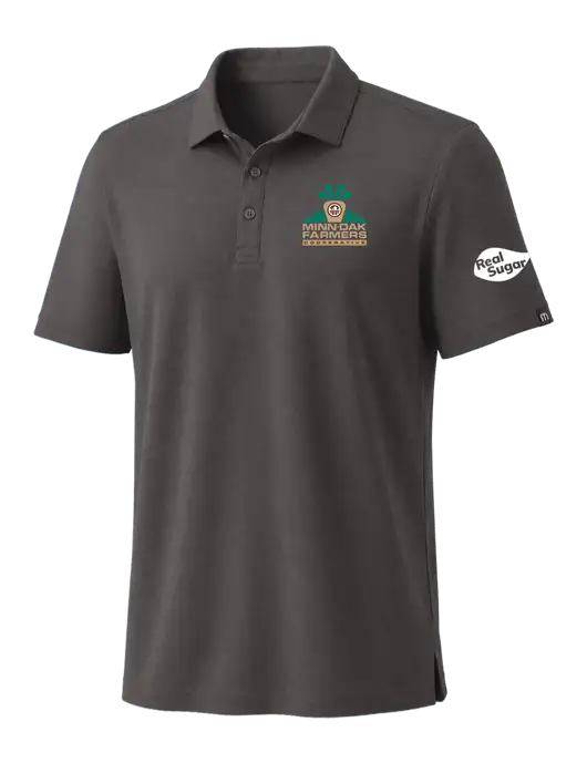 TravisMathew Med Dark Grey Coto Performance Polo w/Minn-Dak Farmers Cooperative Logo, Real Sugar Logo