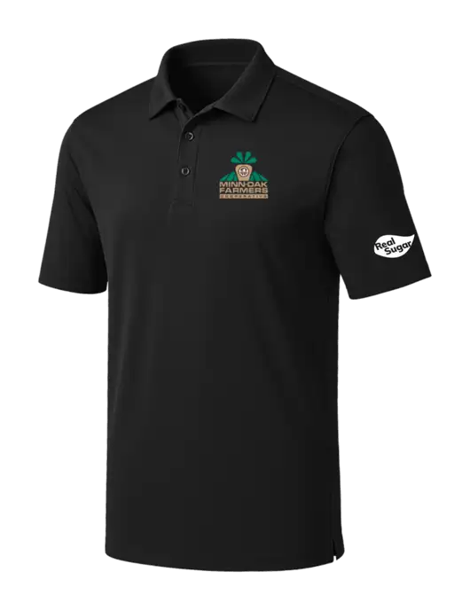 Black Silk Touch Performance Polo w/Minn-Dak Farmers Cooperative Logo, Real Sugar Logo