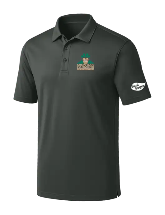 Dark Grey Silk Touch Performance Polo w/Minn-Dak Farmers Cooperative Logo, Real Sugar Logo