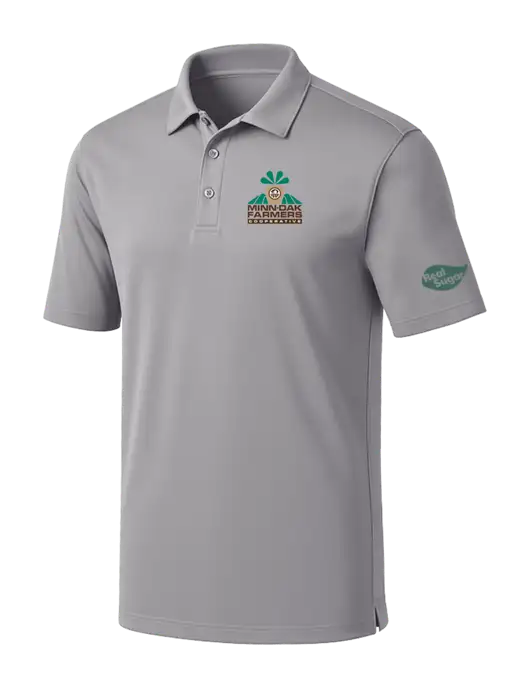 Light Grey Silk Touch Performance Polo w/Minn-Dak Farmers Cooperative Logo, Real Sugar Logo