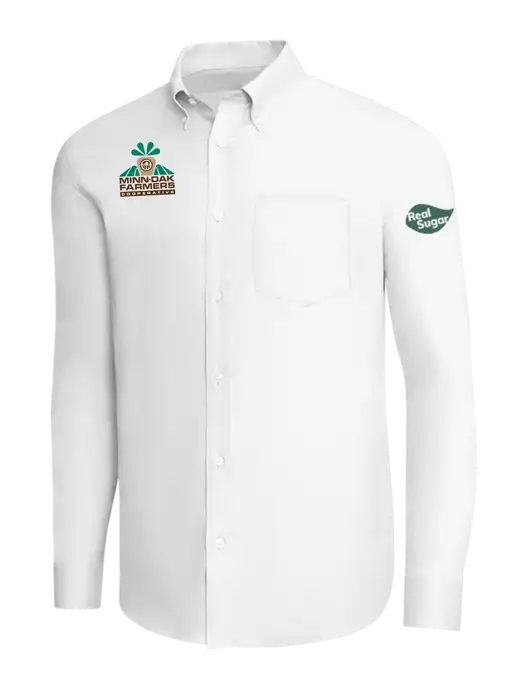 Brooks Brothers White Wrinkle-Free Stretch Pinpoint Shirt w/Minn-Dak Farmers Cooperative Logo, Real Sugar Logo