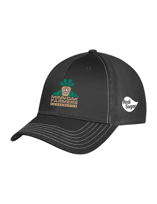 Charcoal Grey Mesh Trucker Cap Snap Back w/Minn-Dak Farmers Cooperative Logo, Real Sugar Logo