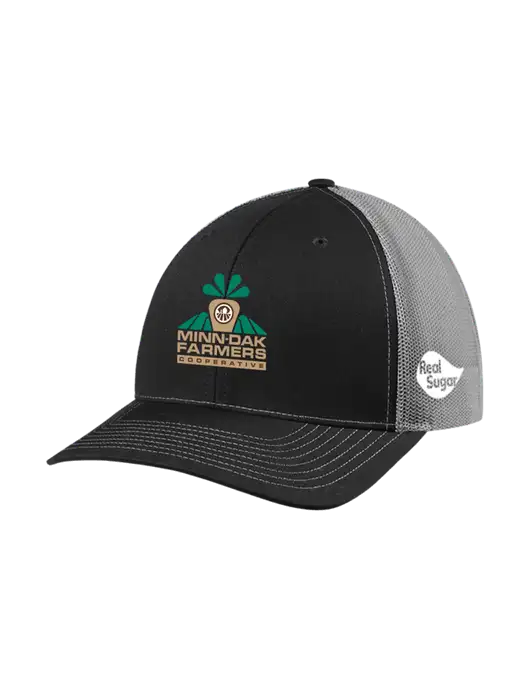 Richardson Adjustable Snapback Original 112 Trucker Cap Black w/Charcoal Mesh w/Minn-Dak Farmers Cooperative Logo, Real Sugar Logo