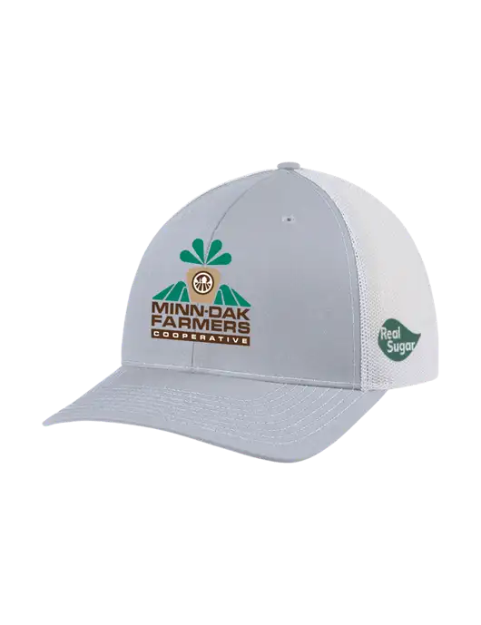 Richardson Adjustable Snapback Original 112 Trucker Cap Light Heather Grey w/White Mesh w/Minn-Dak Farmers Cooperative Logo, Real Sugar Logo